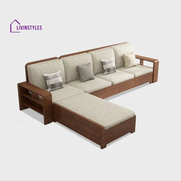 Viktor Solid Wood L Shaped Sofa for Living Room
