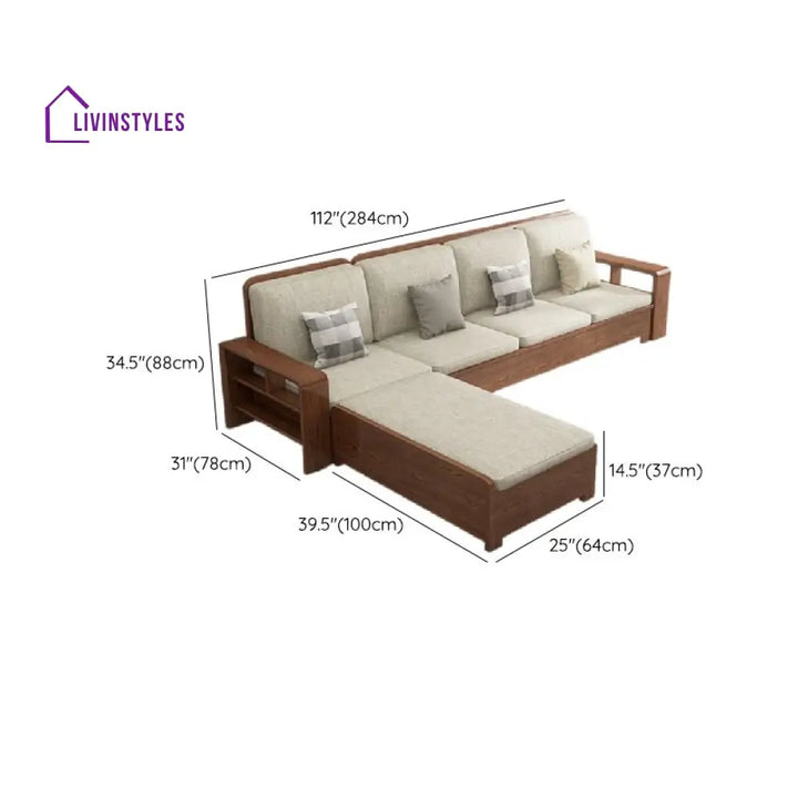Viktor Solid Wood L Shaped Sofa for Living Room
