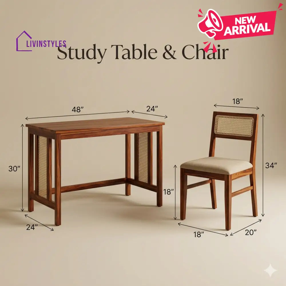 Viktoria Sheesham Wood Study Table and Chair Set for Students | Kids | Adults