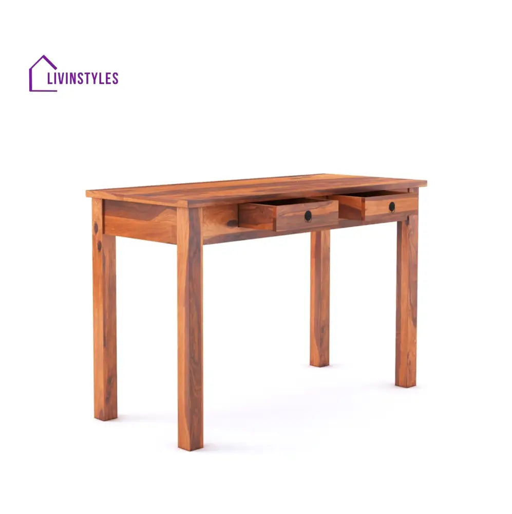Viktoriia Sheesham Wood Study Table for Student | Solid Wooden Computer Table with 2 Slider Drawer for Home Office and