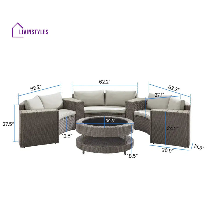 Vimi Outdoor Patio Sofa Set 6 seater and 1 Center Table (Dark brown) - Sofa Sets