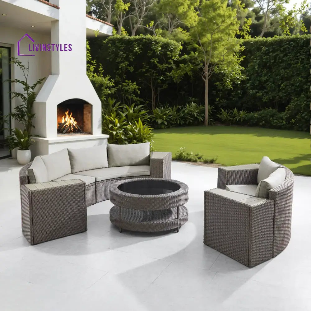 Vimi Outdoor Patio Sofa Set 6 seater and 1 Center Table (Dark brown) - Sofa Sets