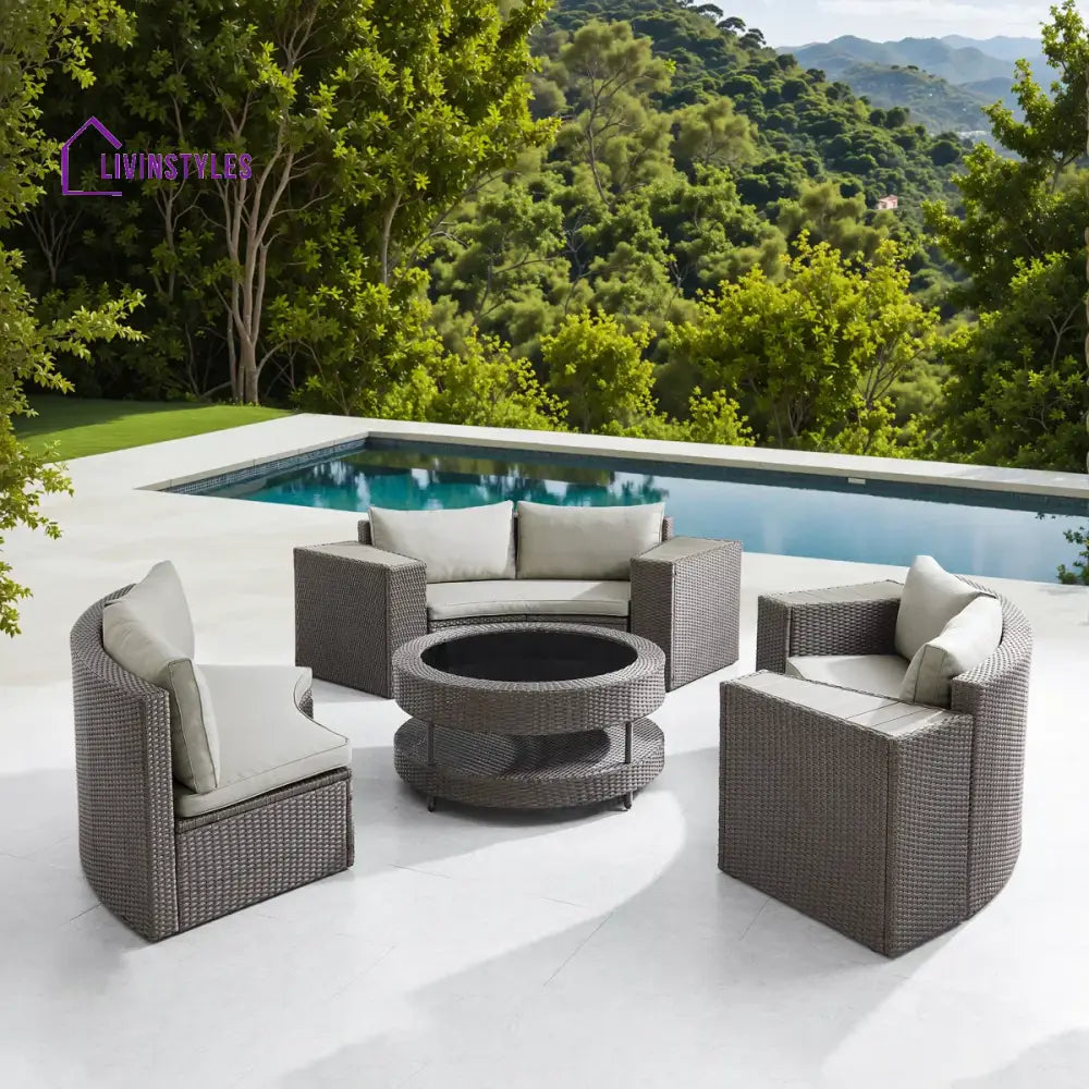 Vimi Outdoor Patio Sofa Set 6 seater and 1 Center Table (Dark brown) - Sofa Sets