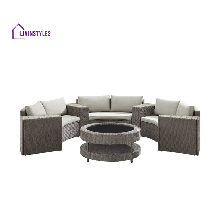 Vimi Outdoor Patio Sofa Set 6 seater and 1 Center Table (Dark brown) - Sofa Sets