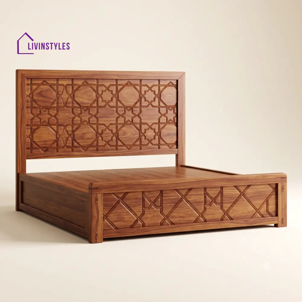 Vinaya Sheesham Wood Bed With Box Storage | Wooden Bed