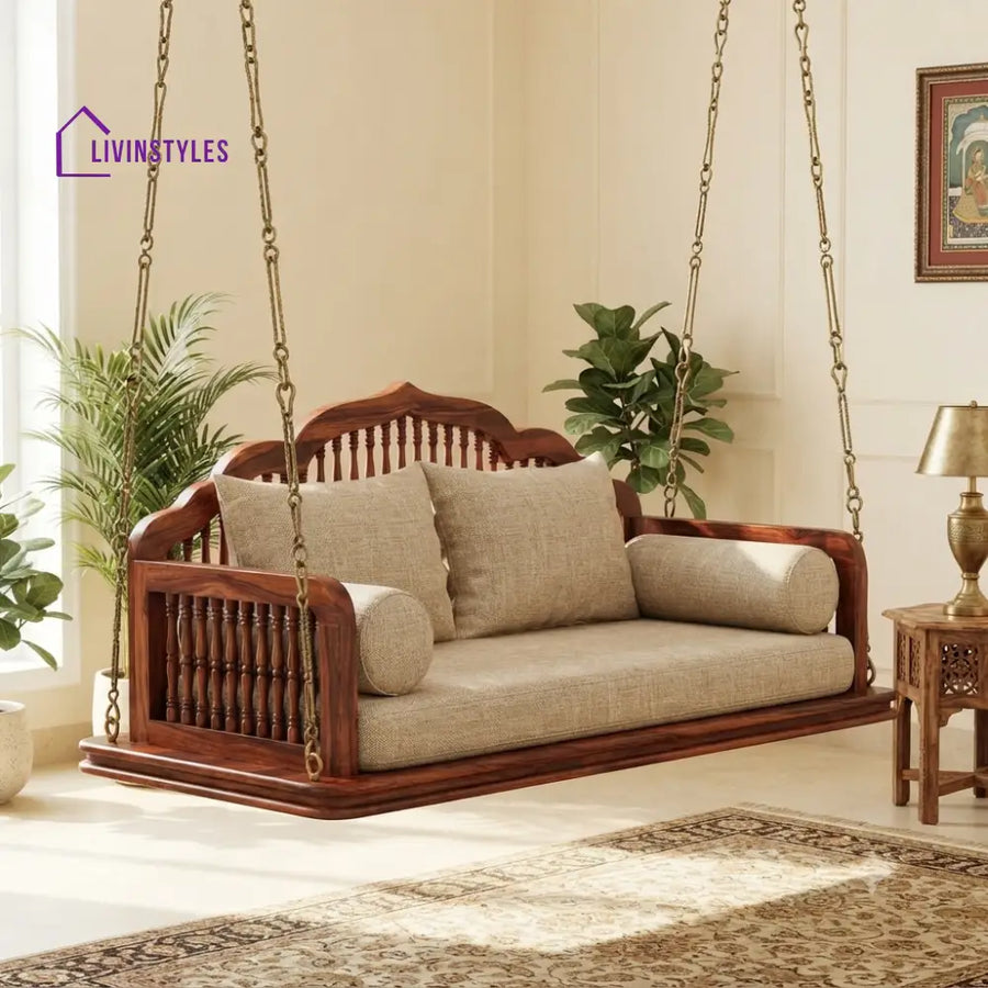 Vincent 2 Seater Wooden Swing for Home | Wooden Jhula for home