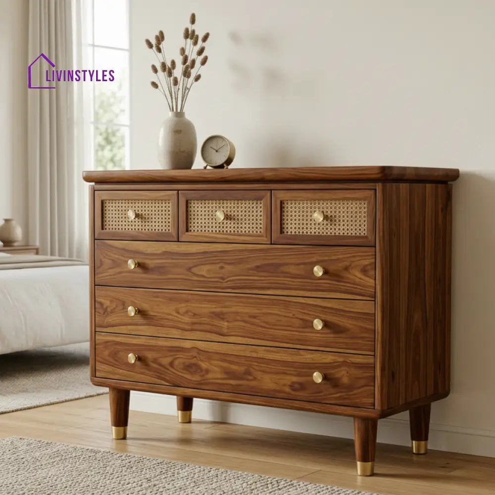 Vincent Solid Sheesham Wood Chest Of Drawers for Living Room | Bedroom
