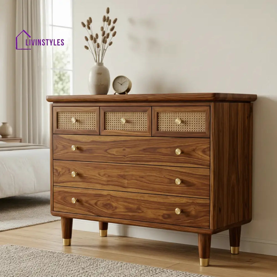 Vincent Solid Sheesham Wood Chest Of Drawers for Living Room | Bedroom