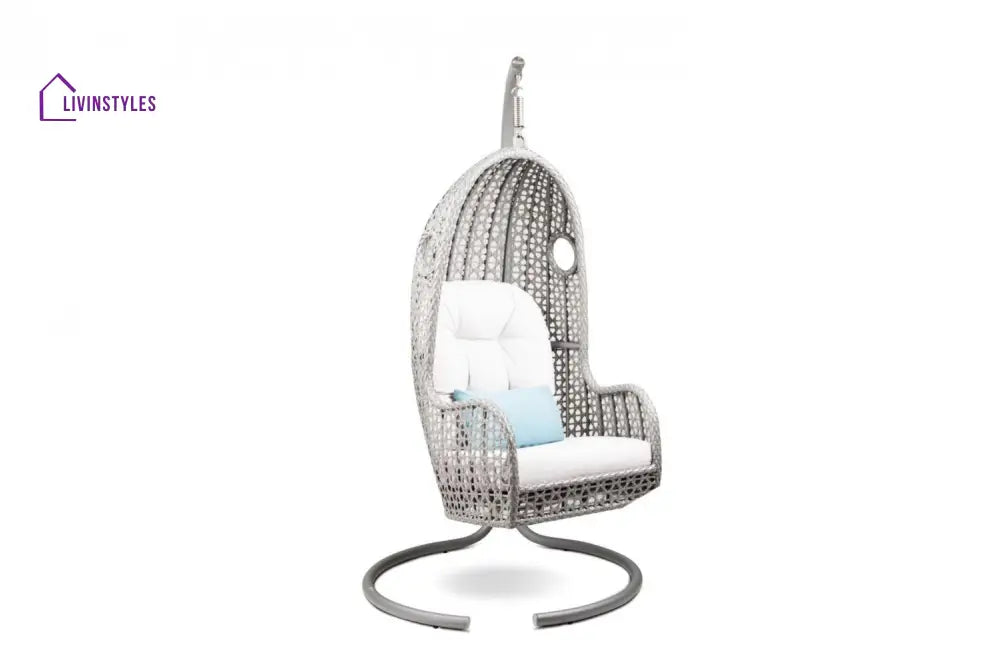Violante Single Seater Hanging Swing With Stand For Balcony Garden Swing (Grey) - Swings