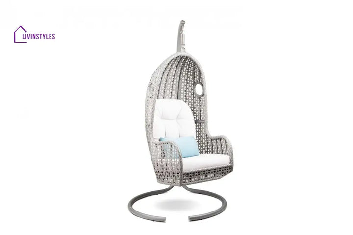 Violante Single Seater Hanging Swing With Stand For Balcony Garden Swing (Grey) - Swings