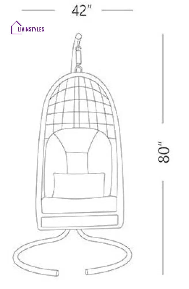 Violante Single Seater Hanging Swing With Stand For Balcony Garden Swing (Grey) - Swings