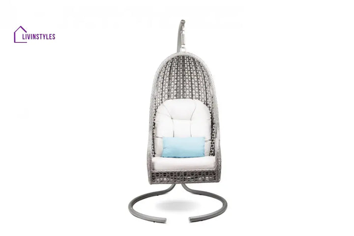 Violante Single Seater Hanging Swing With Stand For Balcony Garden Swing (Grey) - Swings