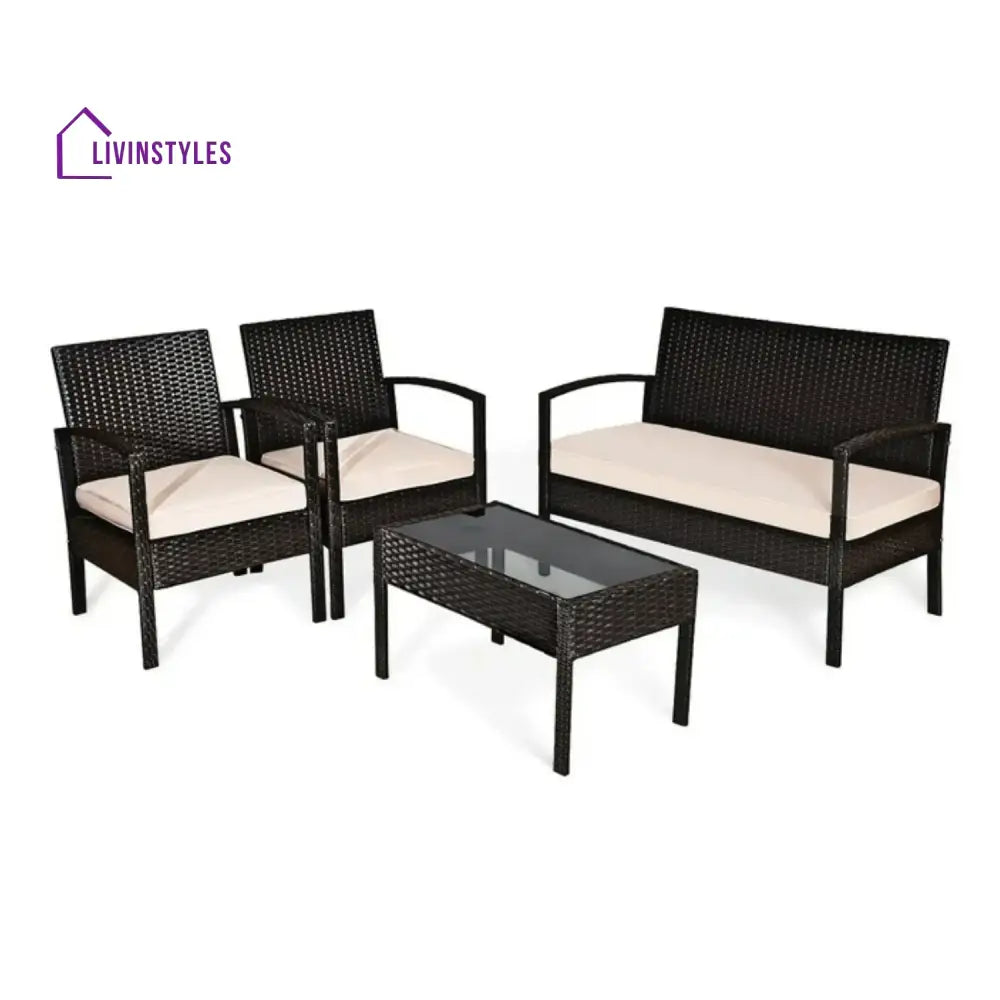 Violet 4 Pieces Patio Furniture Set Outdoor Sectional Sofa - Sofa Set