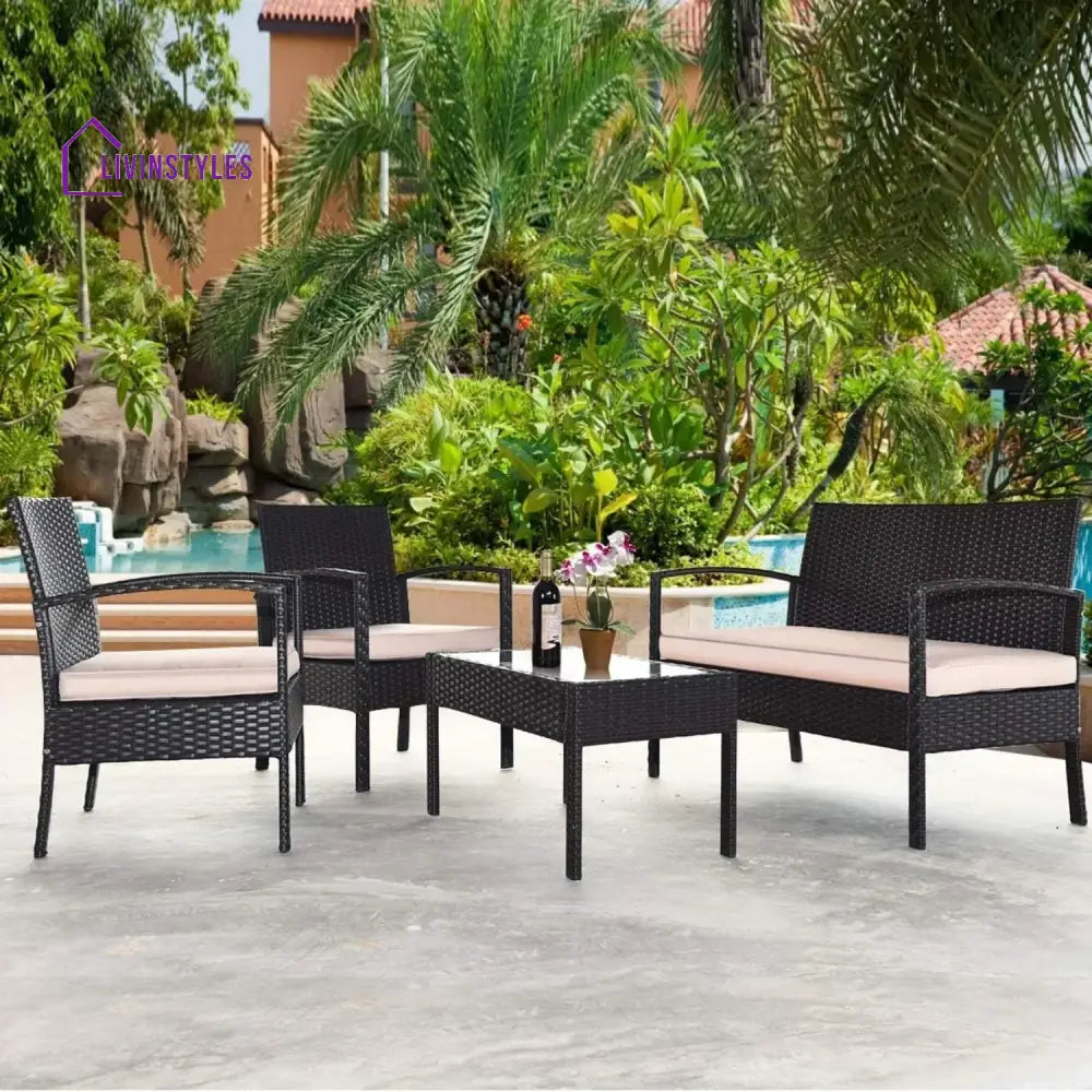 Violet 4 Pieces Patio Furniture Set Outdoor Sectional Sofa - Sofa Set