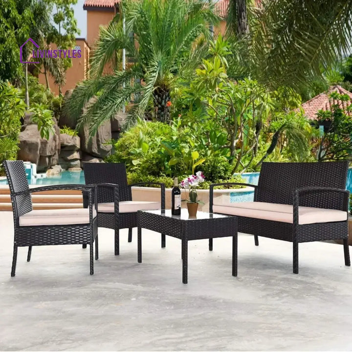 Violet 4 Pieces Patio Furniture Set Outdoor Sectional Sofa - Sofa Set