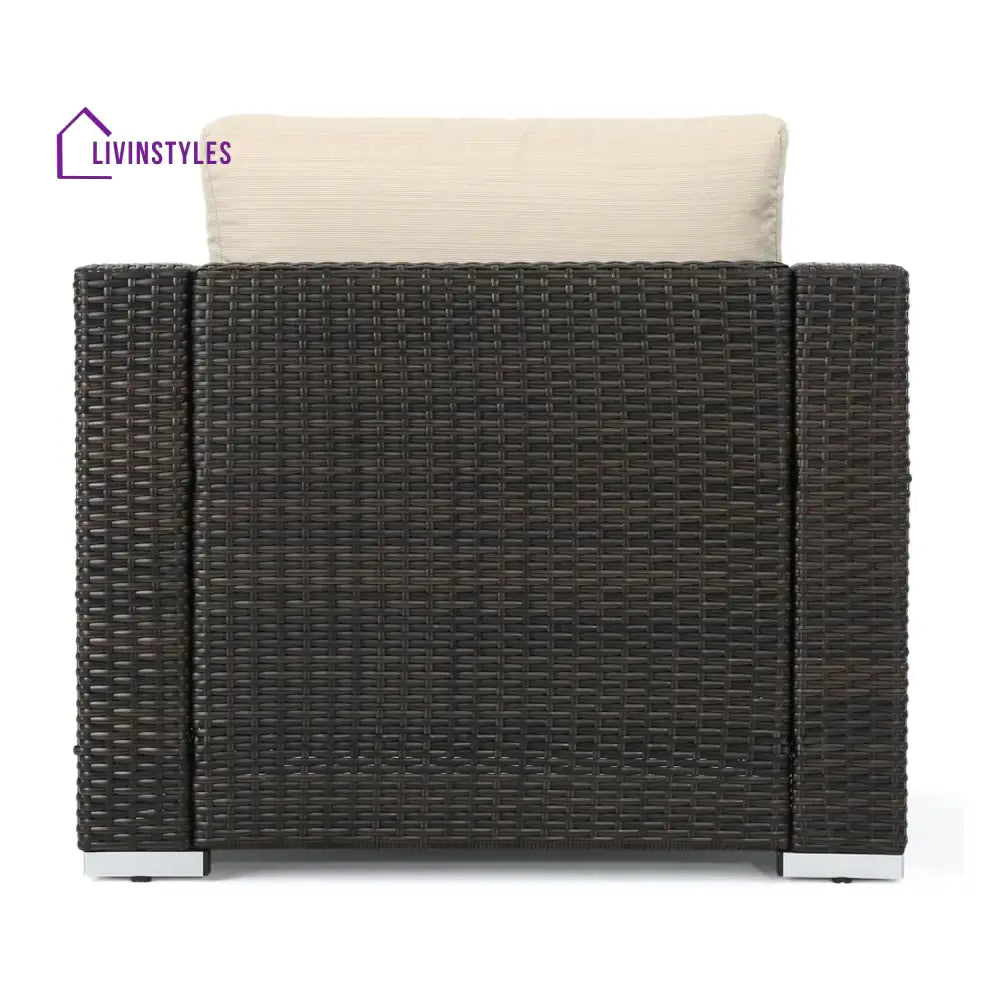 Violeta 7-Piece Rattan Sectional Sofa Set (Dark Brown/Cream) - Sofa Set