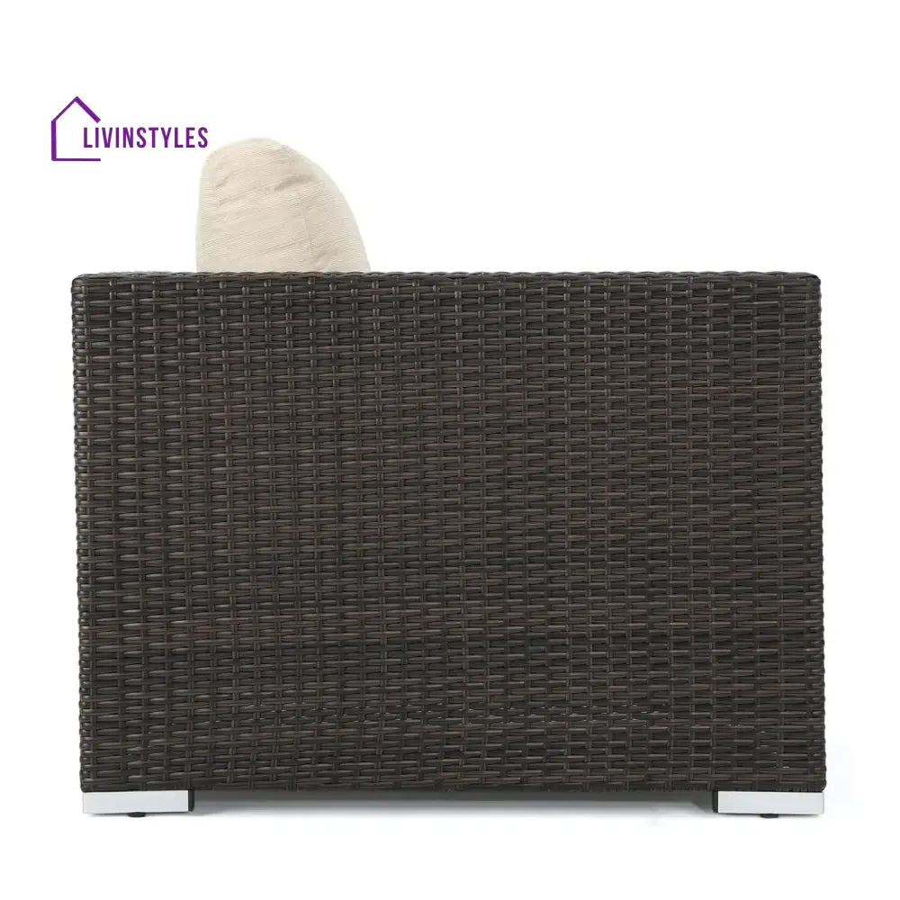 Violeta 7-Piece Rattan Sectional Sofa Set (Dark Brown/Cream) - Sofa Set