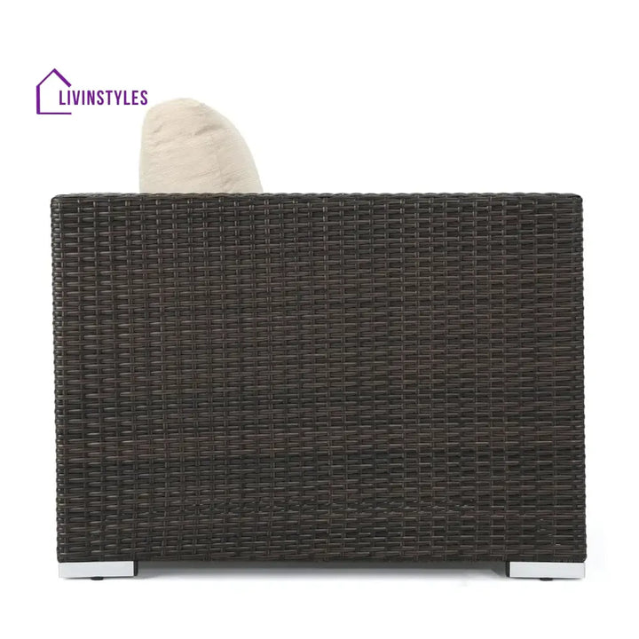 Violeta 7-Piece Rattan Sectional Sofa Set (Dark Brown/Cream) - Sofa Set