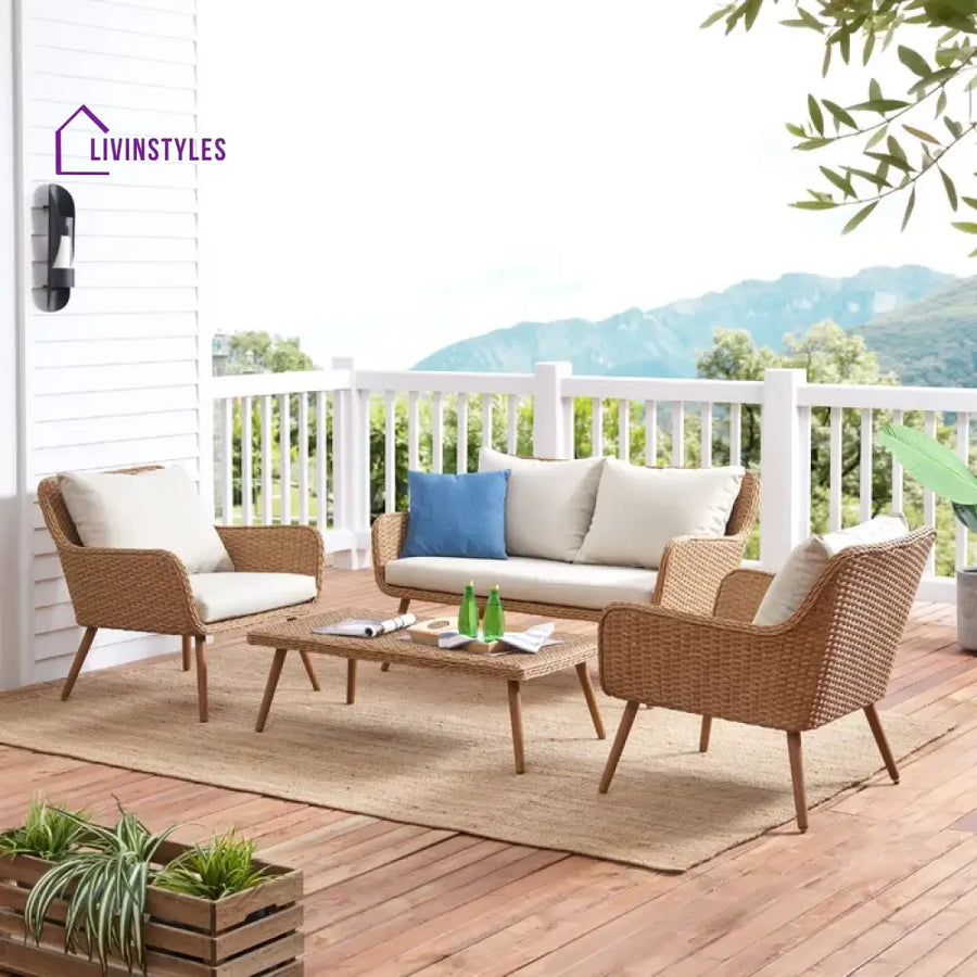 Violeta Outdoor Sofa Set 2 Seater 2 Single seater and 1 Center Table (Brown) - Sofa Sets