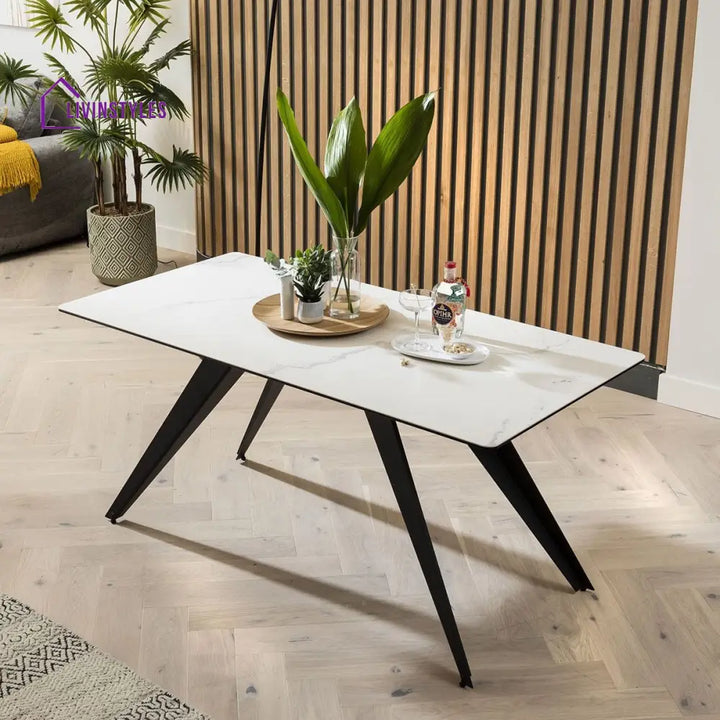 Violetta Ceramic Marble Corner Bench Dining Set Grey & White Dining Room / Dining Sets