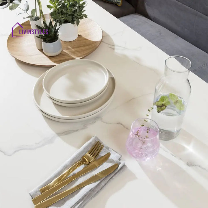 Violetta Ceramic Marble Corner Bench Dining Set Grey & White Dining Room / Dining Sets