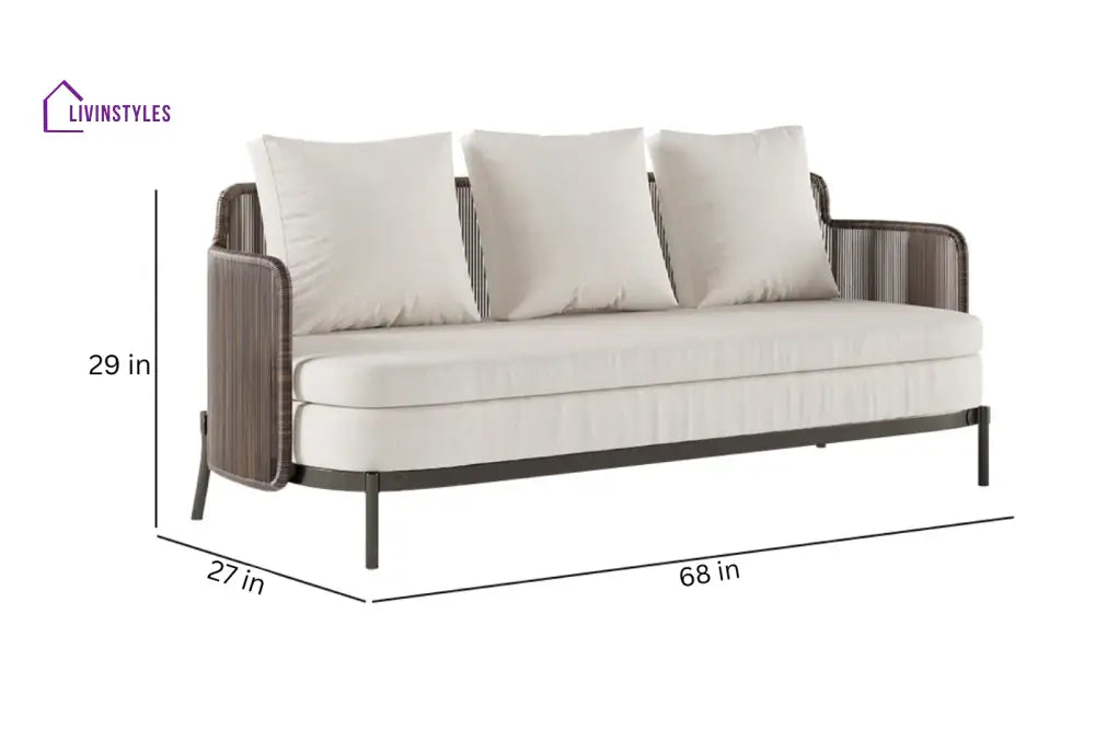Viov Outdoor Garden Balcony Sofa Set 3 Seater,2 Single seater and 1 Center Table Set (Brown) - Sofa Sets
