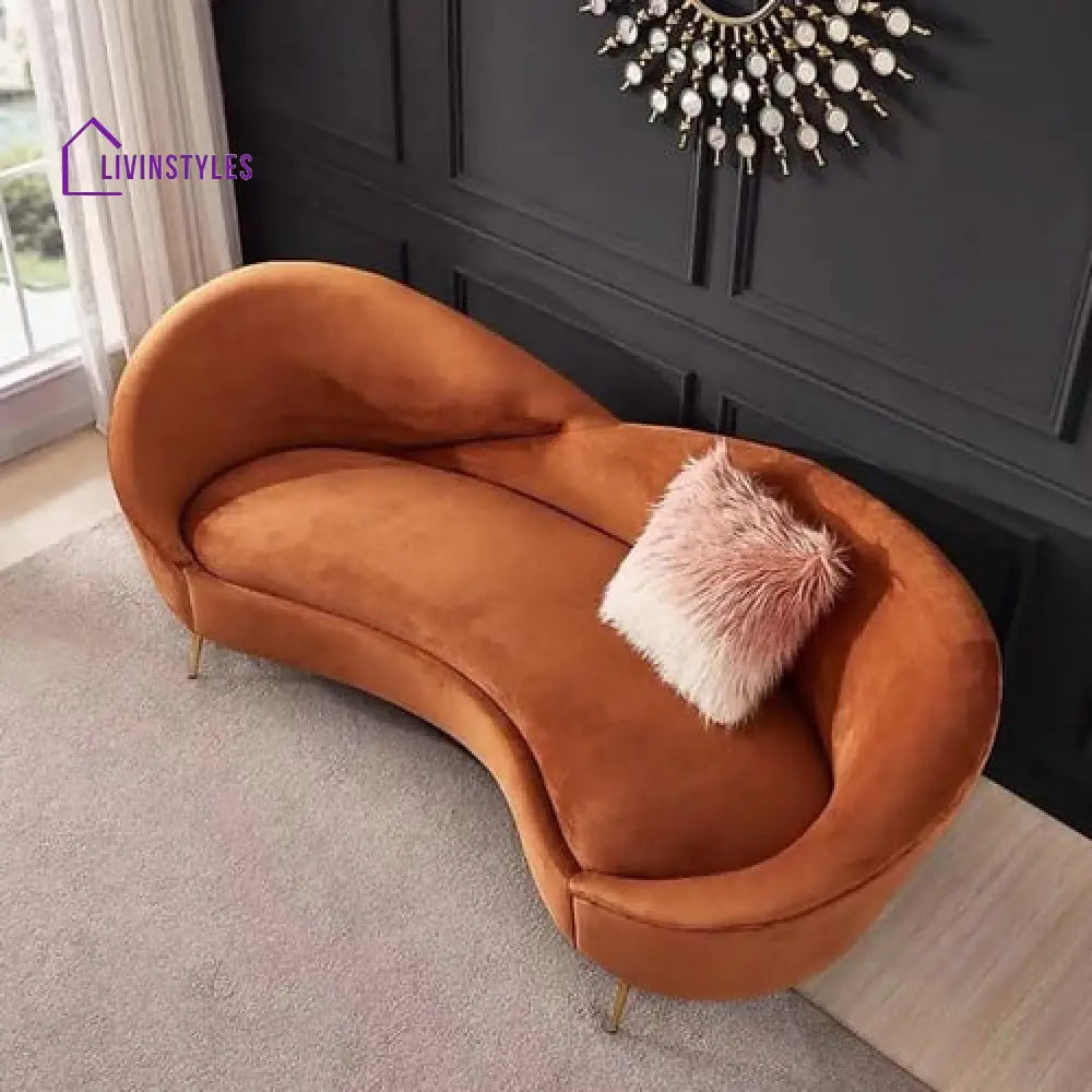 Virana Orange Upholstered Sofa 3 Seater For Living Room