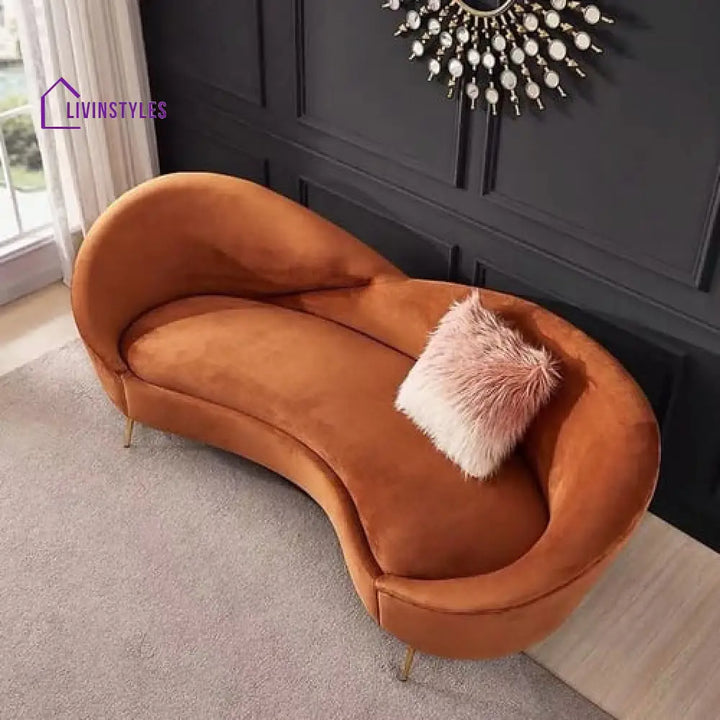 Virana Orange Upholstered Sofa 3 Seater For Living Room
