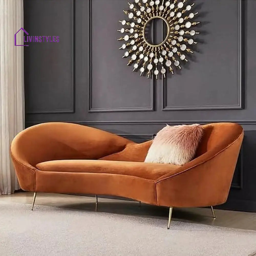 Virana Orange Upholstered Sofa 3 Seater For Living Room