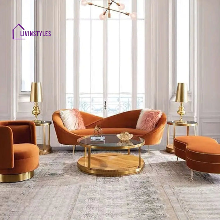 Virana Orange Upholstered Sofa 3 Seater For Living Room