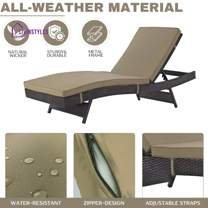 Virtudes Outdoor Rattan Wicker Chaise Lounger For Poolside - Lounger Set