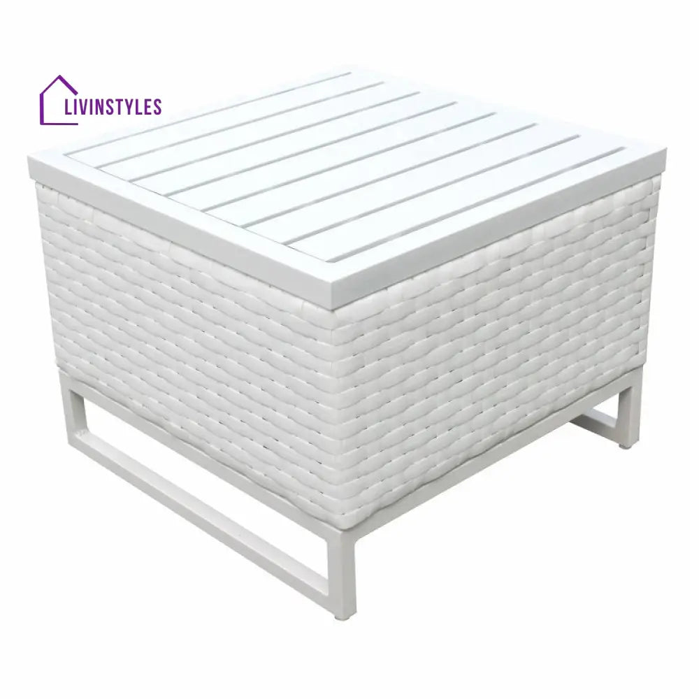Vitale Outdoor Sofa Set 2 Single seater and 1 Center Table (White + Light Blue) - Sofa Sets