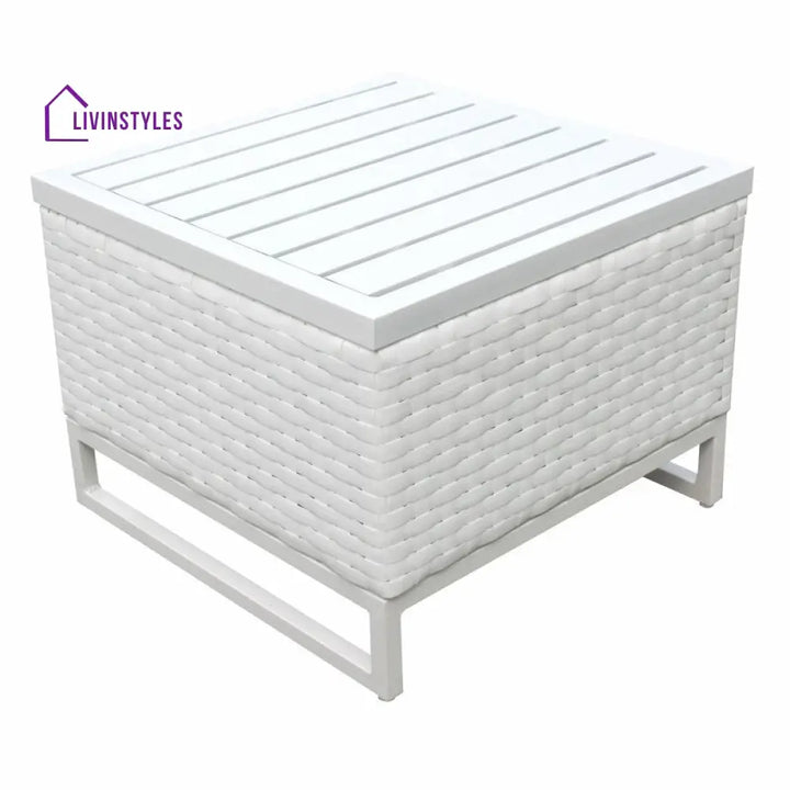 Vitale Outdoor Sofa Set 2 Single seater and 1 Center Table (White + Light Blue) - Sofa Sets