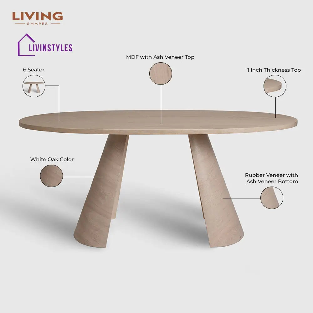 Vitalii Wooden 6 Seater Dining Table Dining Table