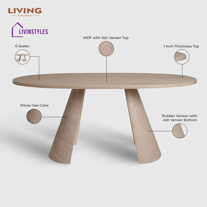 Vitalii Wooden 6 Seater Dining Table Dining Table
