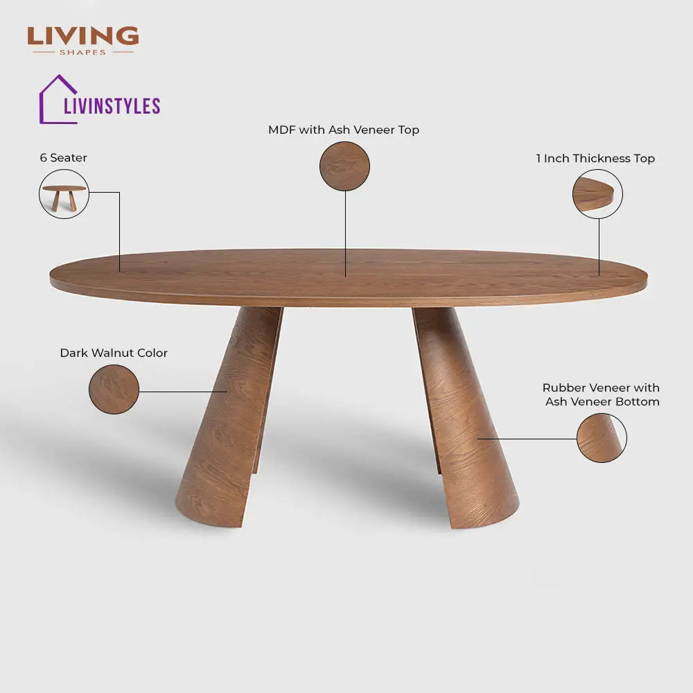 Vitalii Wooden 6 Seater Dining Table Dining Table