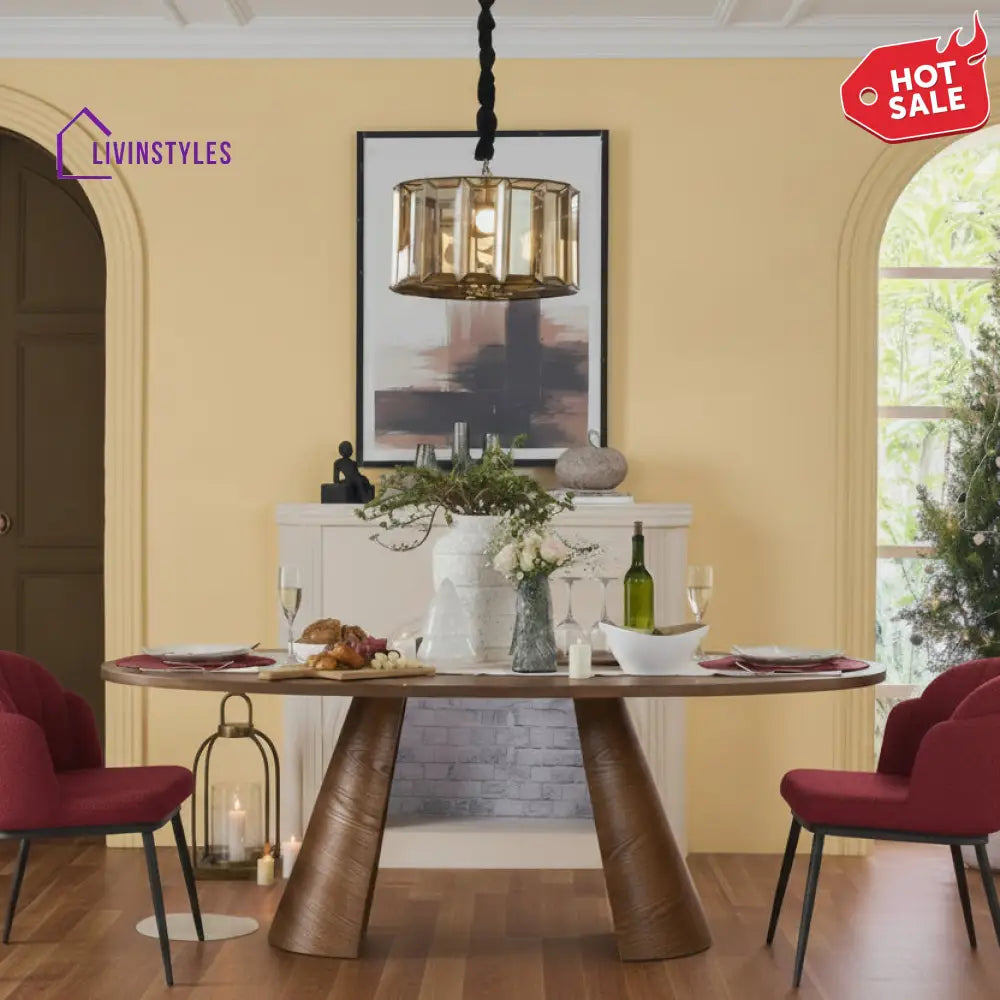 Vitalii Wooden 6 Seater Dining Table Dark Walnut Dining Table