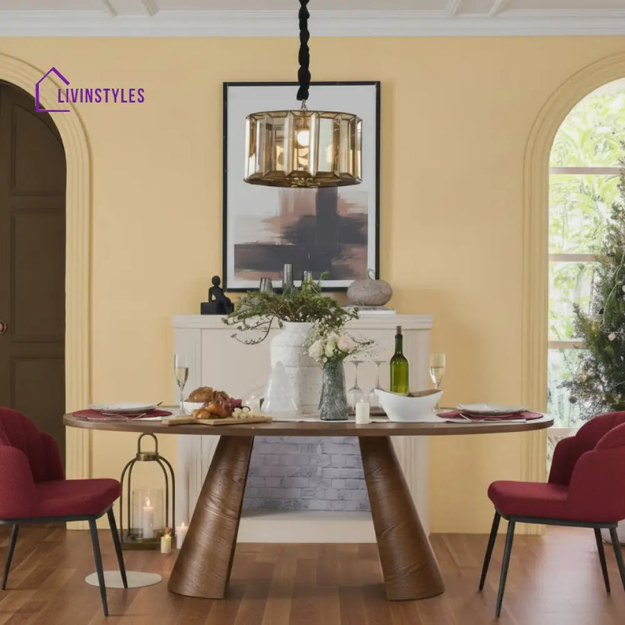 Vitalii Wooden 6 Seater Dining Table Dark Walnut Dining Table