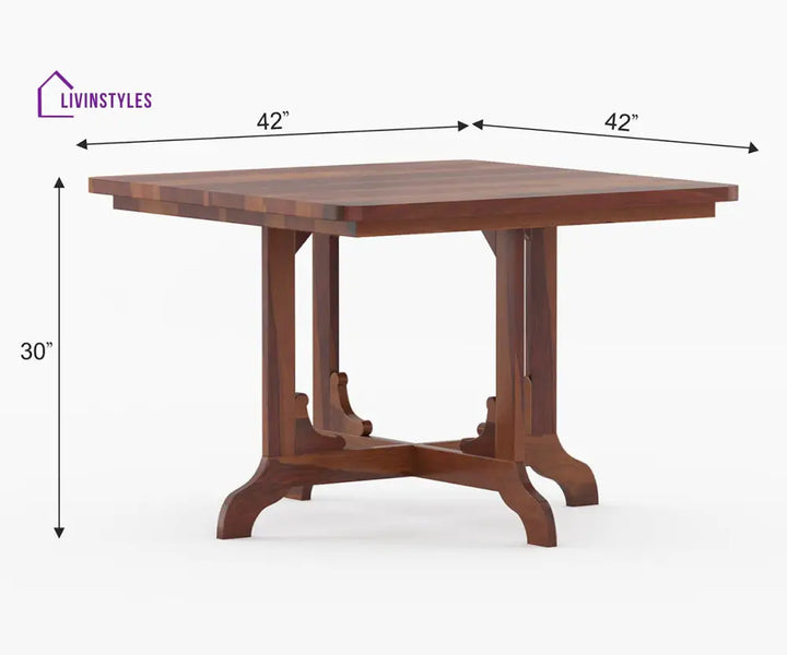 Vitaly Solid Wood Sheesham 4 Seater Dining Table Set | Space Saving Dining Table Set | Compact Dining Table Set