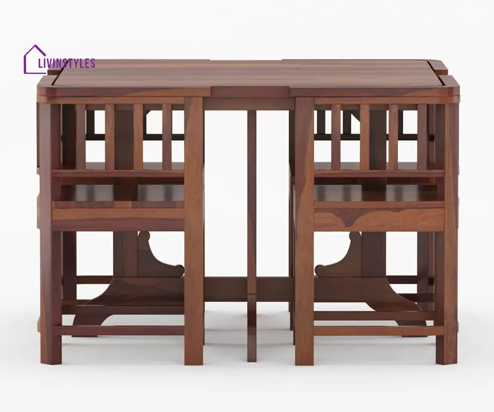 Vitaly Solid Wood Sheesham 4 Seater Dining Table Set | Space Saving Dining Table Set | Compact Dining Table Set