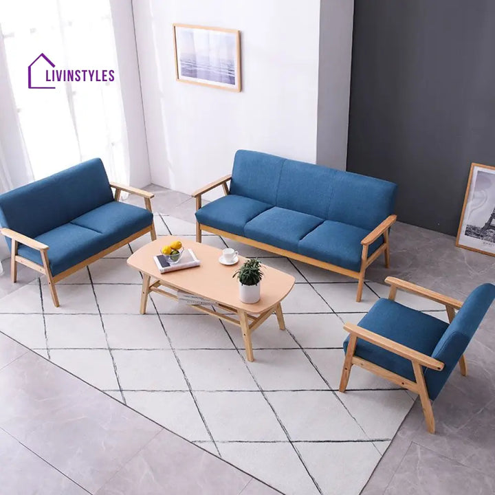 Vitaly Solid Wood Sofa Set | 3 + 2 + 1 Sofa Set for Living Room