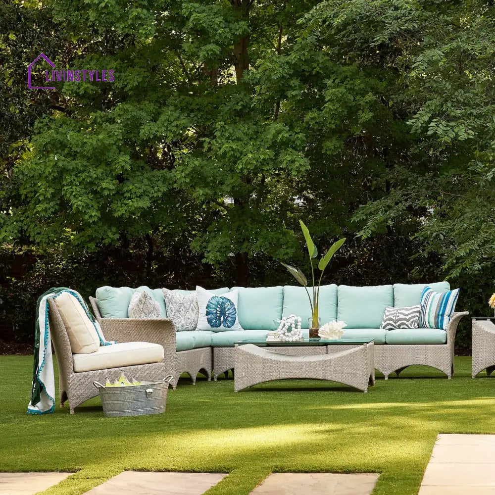 Vito Outdoor Patio Sofa Set 7 seater and 1 Center Table (cream) - Sofa Sets