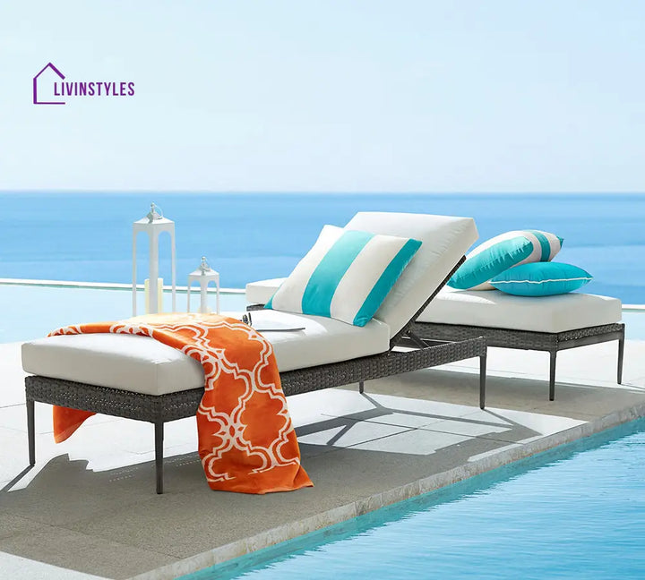 Vito Outdoor Swimming Poolside Lounger (Grey) - Loungers