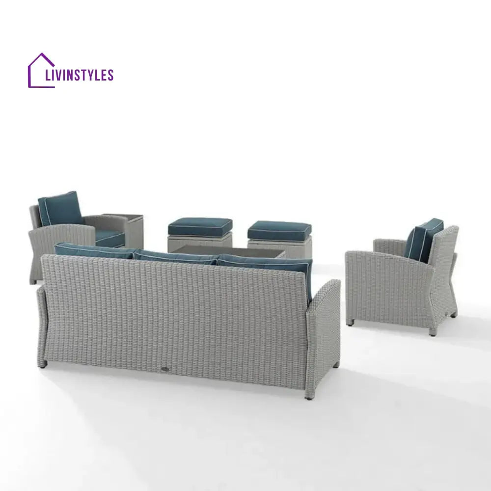 Vittoria 7 Piece Outdoor Wicker Conversation Furniture Set - Sofa Set