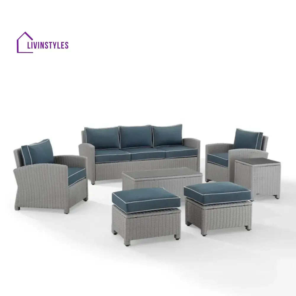 Vittoria 7 Piece Outdoor Wicker Conversation Furniture Set - Sofa Set
