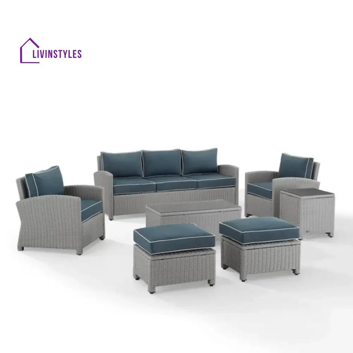 Vittoria 7 Piece Outdoor Wicker Conversation Furniture Set - Sofa Set