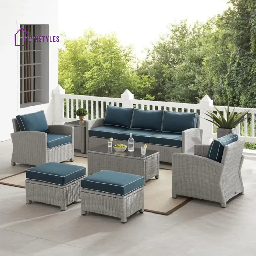 Vittoria 7 Piece Outdoor Wicker Conversation Furniture Set - Sofa Set