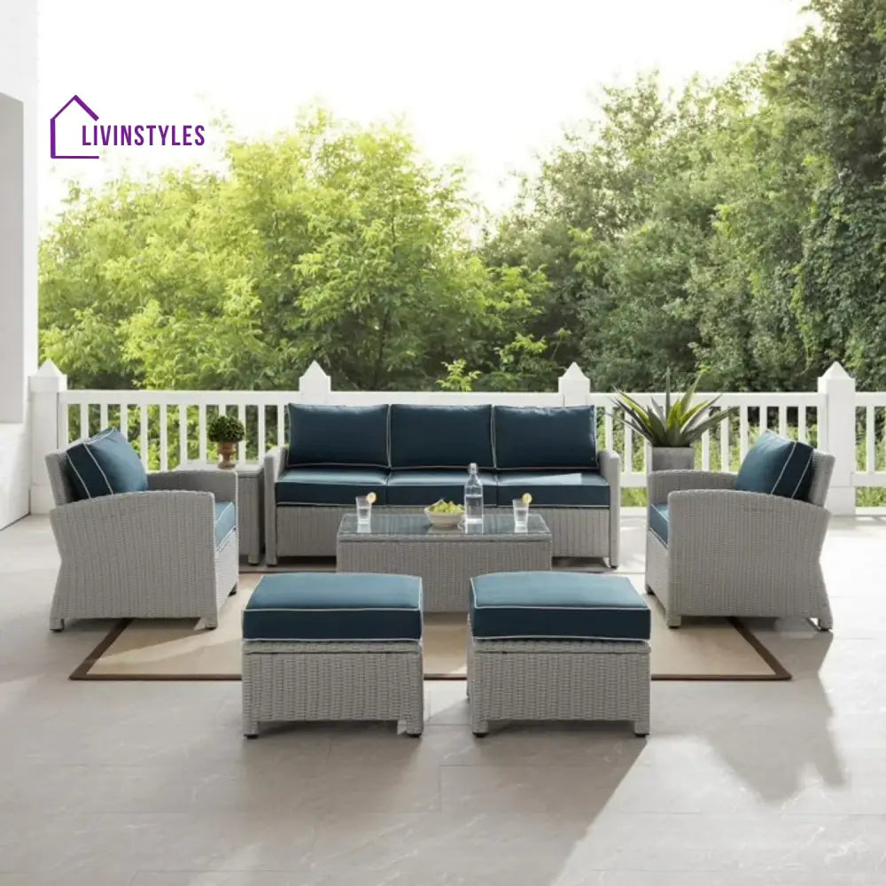 Vittoria 7 Piece Outdoor Wicker Conversation Furniture Set - Sofa Set