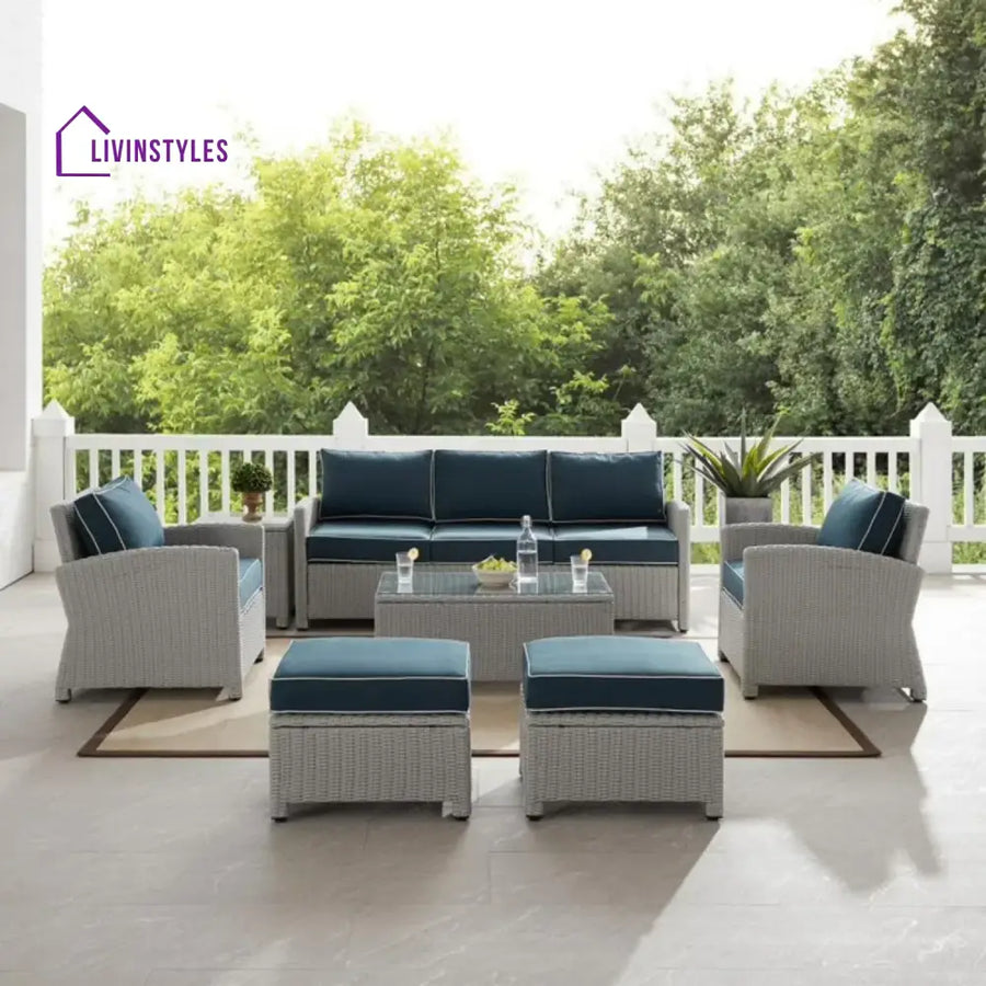 Vittoria 7 Piece Outdoor Wicker Conversation Furniture Set - Sofa Set