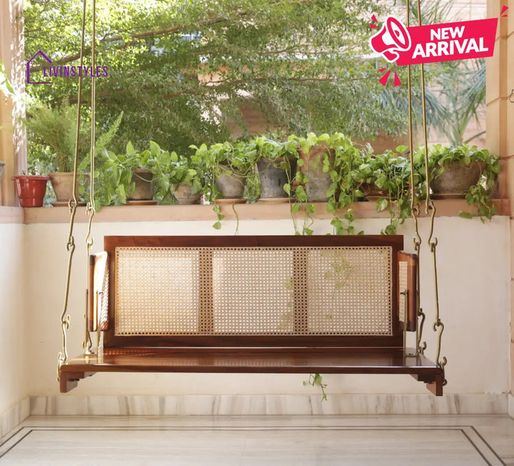 Vivaan Solid Sheesham Wood Swing/Jhula for Living Room | Balcony | Lounge Area